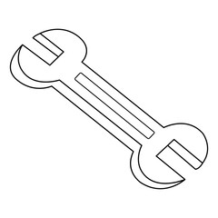 Spanner outline vector on white background