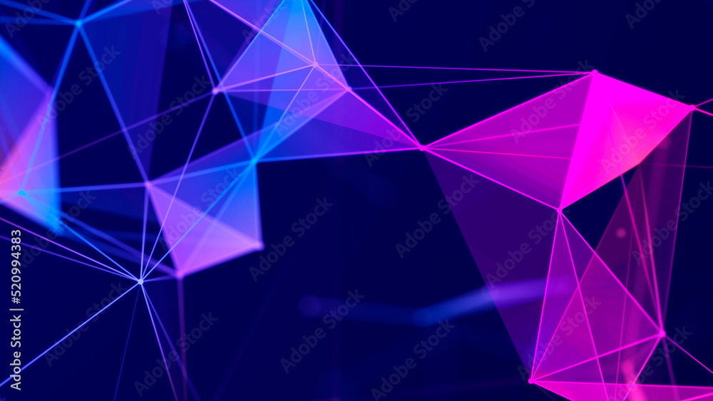 Aufkleber Abstract polygonal space with connecting dots and lines. Dark background. Connection structure. 3d Widescreen