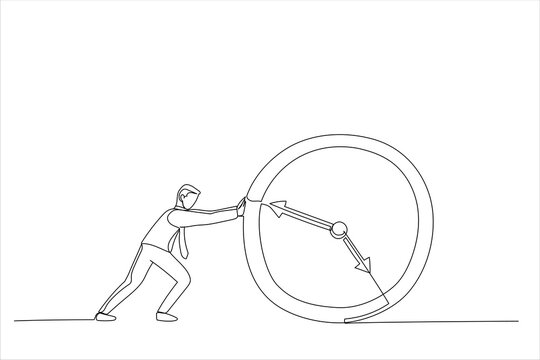 recommend clip art: Cartoon of Business Man Push Clock Businessman. Deadline Concept. Continuous line art style