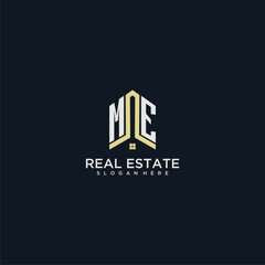 Fototapeta na wymiar ME initial monogram logo for real estate with home shape creative design