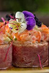 Sushi with tuna and shrimps