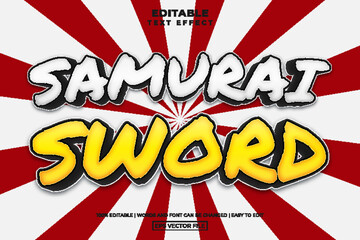 Samurai sword 3D text, editable text effect template © Toing