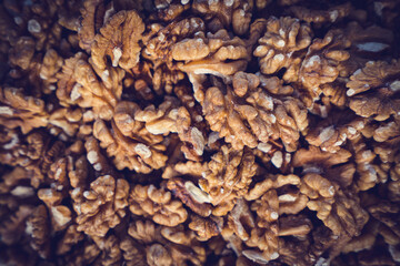 Peeled Walnuts Texture. Walnuts Background
