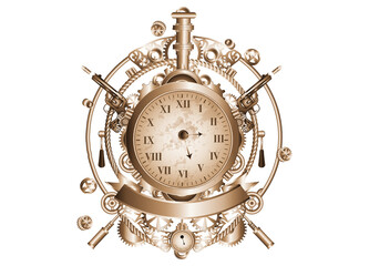 Steampunk Uhr im antiken Look mit Zahnr&auml;der