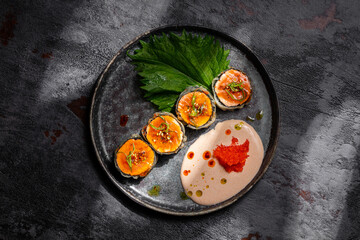 Salmon tempura.