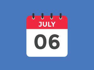 july 6 calendar reminder. 6th july daily calendar icon template. Vector illustration 
