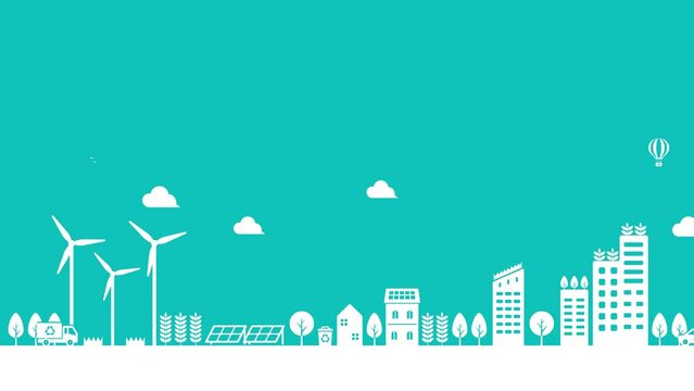 Smart ecology city illustration animation ( mp4 )