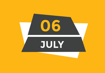 july 6 Calendar icon Design. Calendar Date 6th july. Calendar template 
