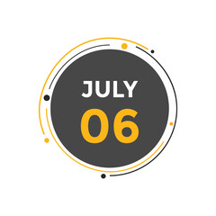 july 6 Calendar icon Design. Calendar Date 6th july. Calendar template 
