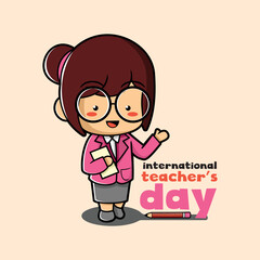 vector illustration of cute female teacher character design