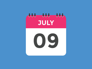 july 9 calendar reminder. 9th july daily calendar icon template. Vector illustration 

