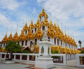 Fototapeta premium Wat Ratchanaddaram Worawihan, metal castle It is another beautiful temple in Thailand. 
