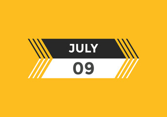 july 9 Calendar icon Design. Calendar Date 9th july. Calendar template 
