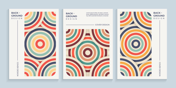 Vintage overlapping circles cover design with retro colors