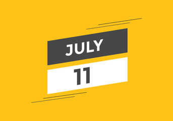 july 11 Calendar icon Design. Calendar Date 11th july. Calendar template 
