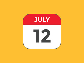 july 12 calendar reminder. 12th july daily calendar icon template. Vector illustration 
