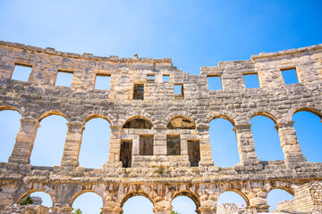Fototapeta premium Detailed view of Roman amphitheatre in Pula