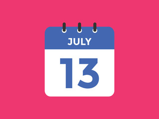 Fototapeta premium july 13 Calendar icon Design. Calendar Date 13th july. Calendar template 