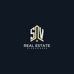 Fototapeta na wymiar SV initial monogram logo for real estate with home shape creative design