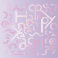 Background illustration with Happy New Year text in abstract symbols.