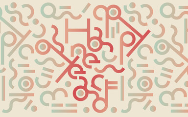 Background illustration with Happy New Year text in abstract symbols.
