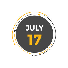 Fototapeta premium july 17 Calendar icon Design. Calendar Date 17th july. Calendar template 