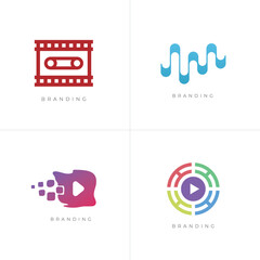 4in1 Bundle - Music Stream Multimedia Vector Logo Set