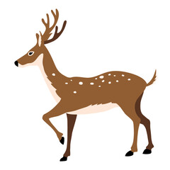 Vector illustration of a red deer in a flat style on a white background. Logo, icon. Christmas deer. © Екатерина Грачева