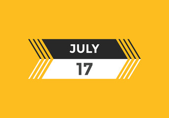 july 17 Calendar icon Design. Calendar Date 17th july. Calendar template 
