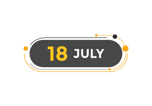 july 18 calendar reminder. 18th july daily calendar icon template. Vector illustration 
