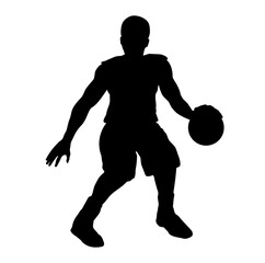Hand Drawn Muscular Basketball Player Athlete Playing Sports Silhouette Illustration
