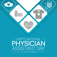 National Physician assistant day is observed every year on October 6, The role of the PA is to practice medicine under the direction and supervision of a licensed physician. Vector art