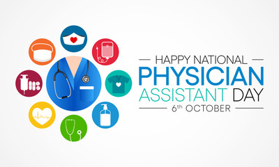 National Physician assistant day is observed every year on October 6, The role of the PA is to practice medicine under the direction and supervision of a licensed physician. Vector art