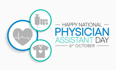 National Physician assistant day is observed every year on October 6, The role of the PA is to practice medicine under the direction and supervision of a licensed physician. Vector art