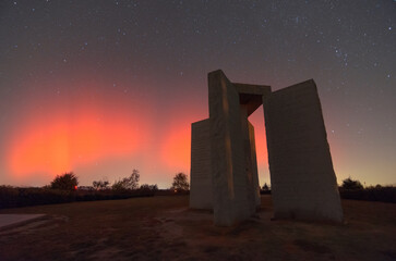 Aurora Borealis behind the Georgia Guidestones