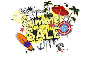 Summer sale. Special offer. Off to 50 percent