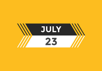 july 23 calendar reminder. 23th july daily calendar icon template. Vector illustration 
