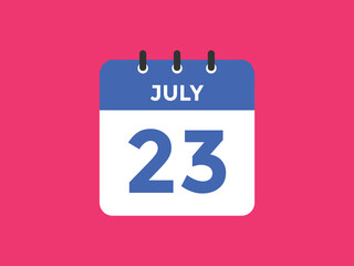 july 23 calendar reminder. 23th july daily calendar icon template. Vector illustration 
