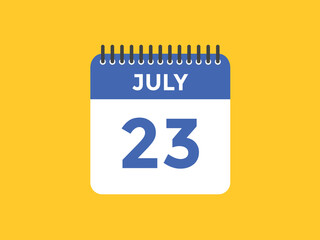 july 23 calendar reminder. 23th july daily calendar icon template. Vector illustration 
