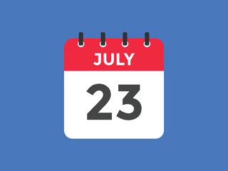 july 23 calendar reminder. 23th july daily calendar icon template. Vector illustration 
