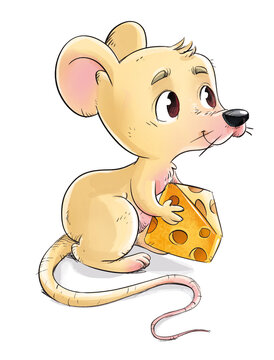 Illustration of mouse holding a cheese
