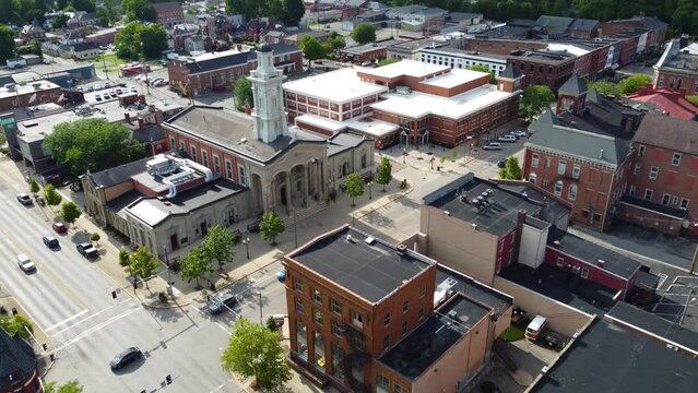 Ross County Courthouse, in Chillicothe, Ohio.  The site of the Ohio's first capitol.  Aerial drone footage