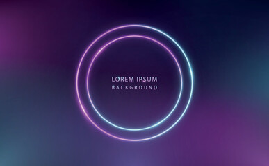 Abstract neon background with glowing circle, light effect.