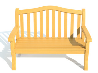 wooden garden park bench 3d render illustration