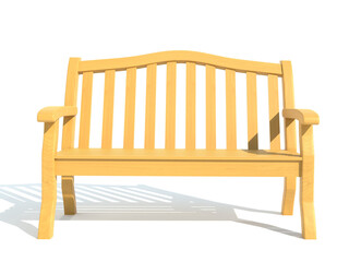 wooden garden park bench 3d render illustration