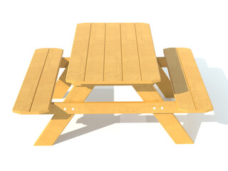benches with a picnic table in the garden or park 3d render illustration