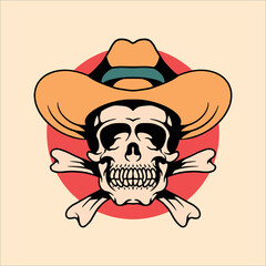 cowboy skull tattoo vector design