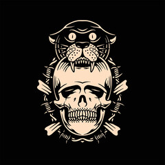 panther and crossbones tattoo vector design