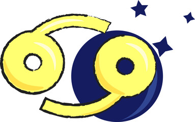 illustration of astrological sign Cancer with moon and stars