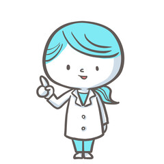 指差しで説明する薬剤師　青バージョン